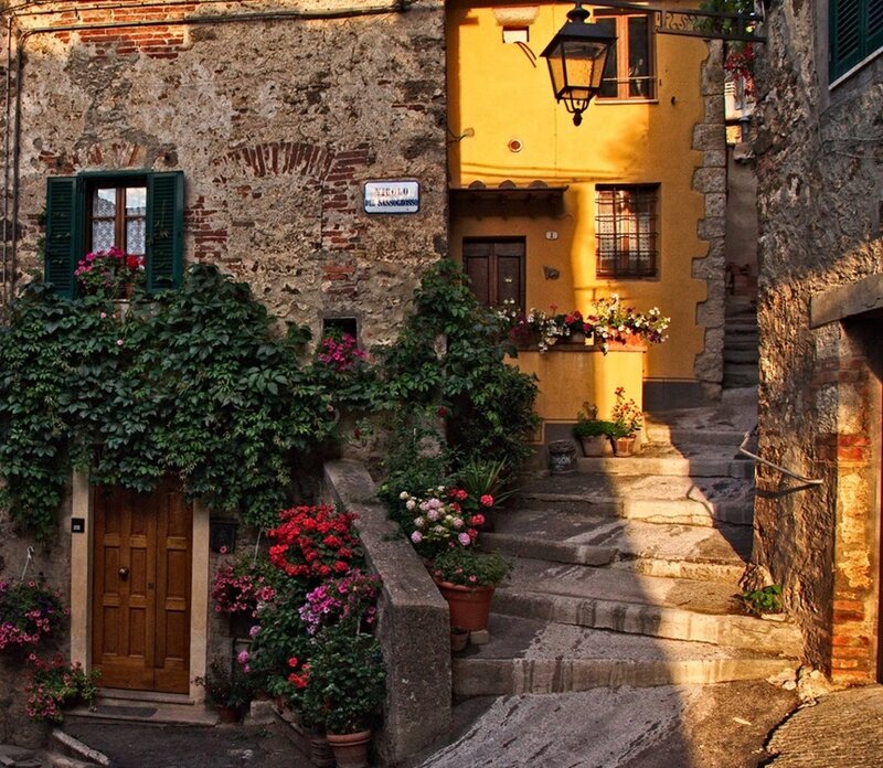 Stone Steps with Flowers — Yellow