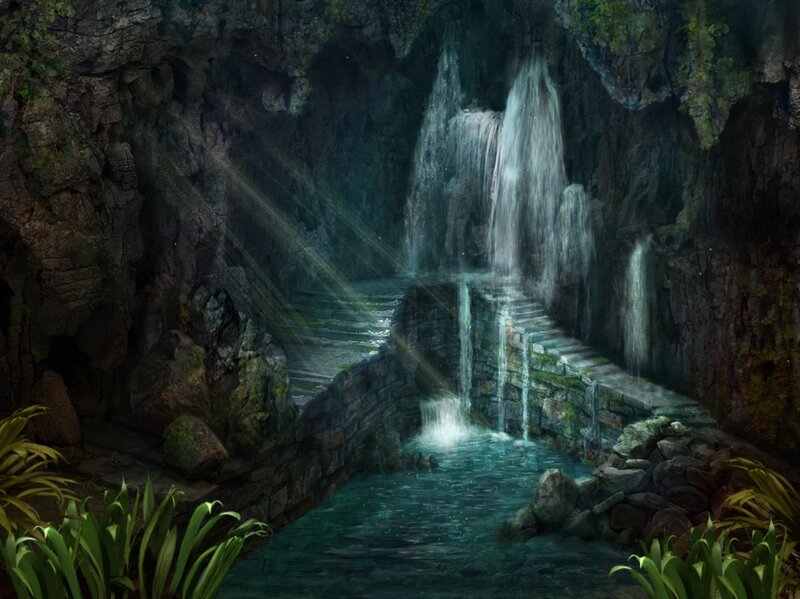 Stone Steps with Waterfall
