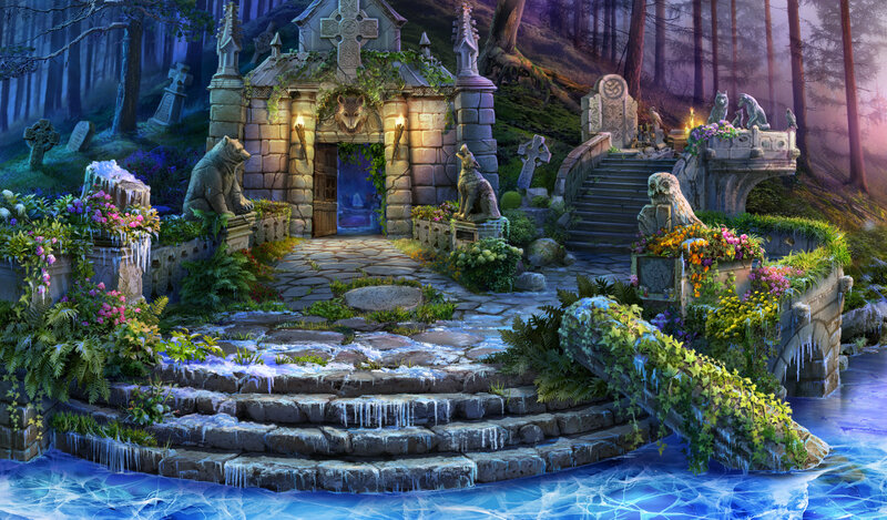 Stone Temple in Forest