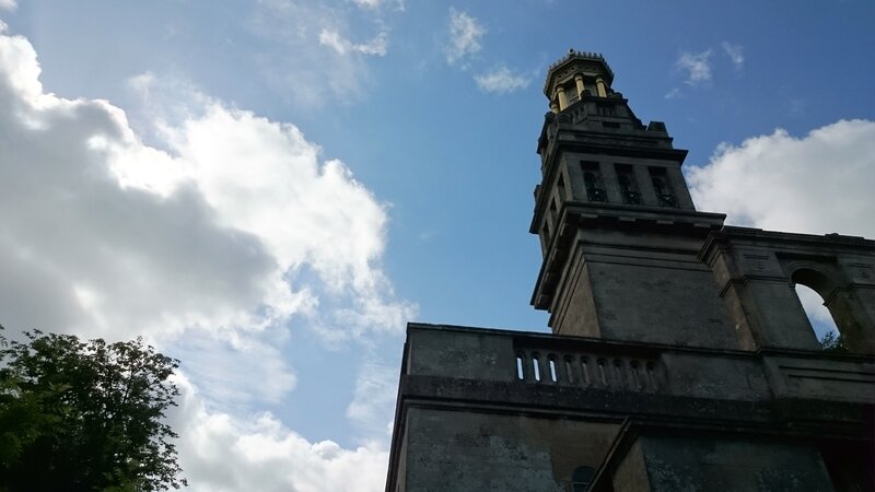 Stone Tower Against Sky — Blue