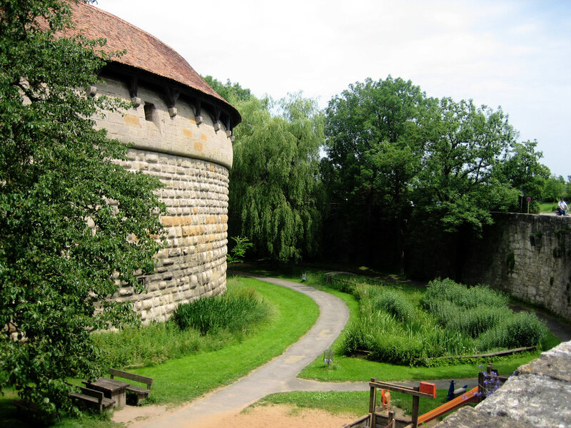 Stone tower and winding path