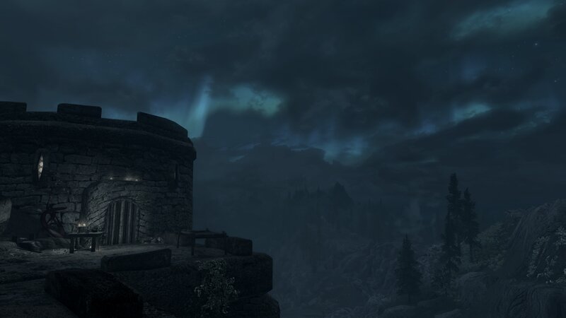 Stone Tower at Night — Dark Blue