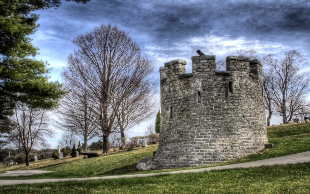 Stone tower in a park
