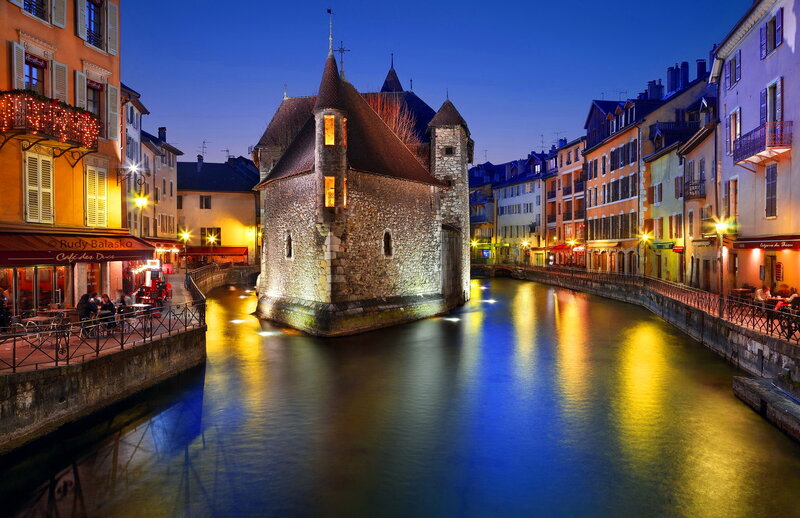 Stone Tower in Canal — Blue