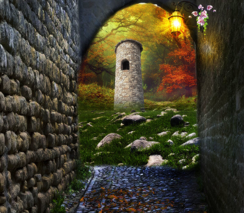 Stone Tower in Forest