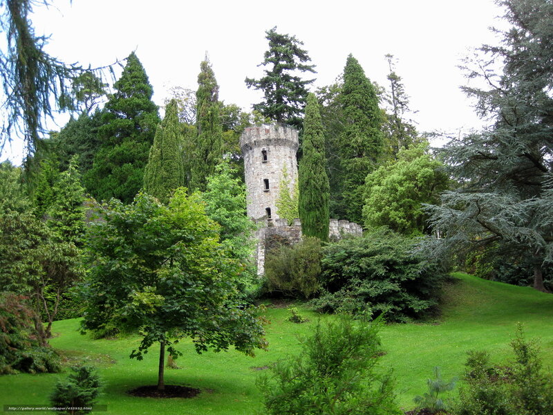 Stone Tower in Garden — Green, Serene