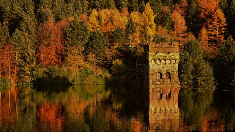 Stone Tower in Lake — Orange, Serene
