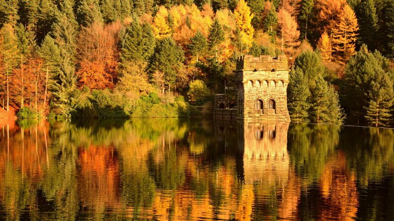 Stone Tower in Lake — Orange