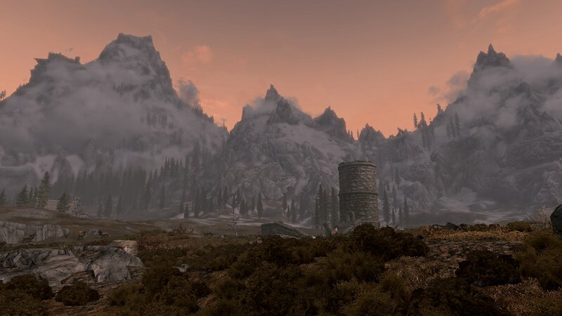 Stone Tower in Mountains — Orange