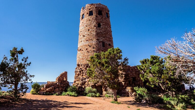 Stone Tower on Cliff — Blue, Serene