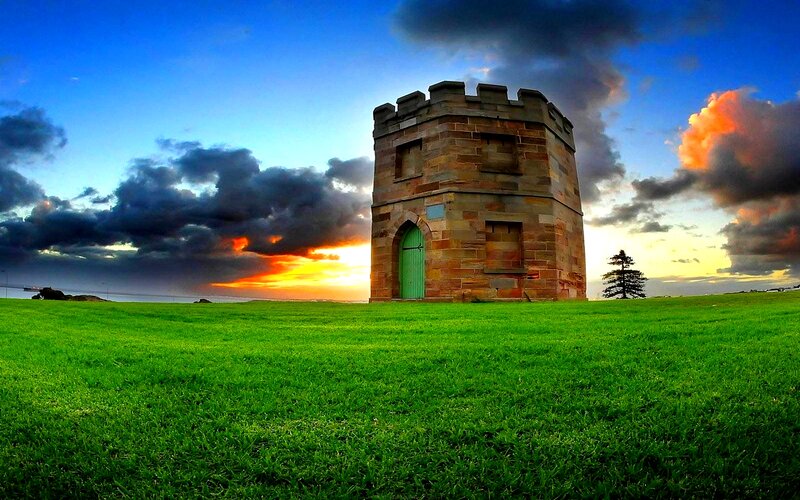 Stone Tower on Grassy Hill
