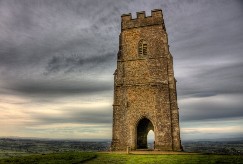 Stone Tower on Hill — Gray, Dramatic
