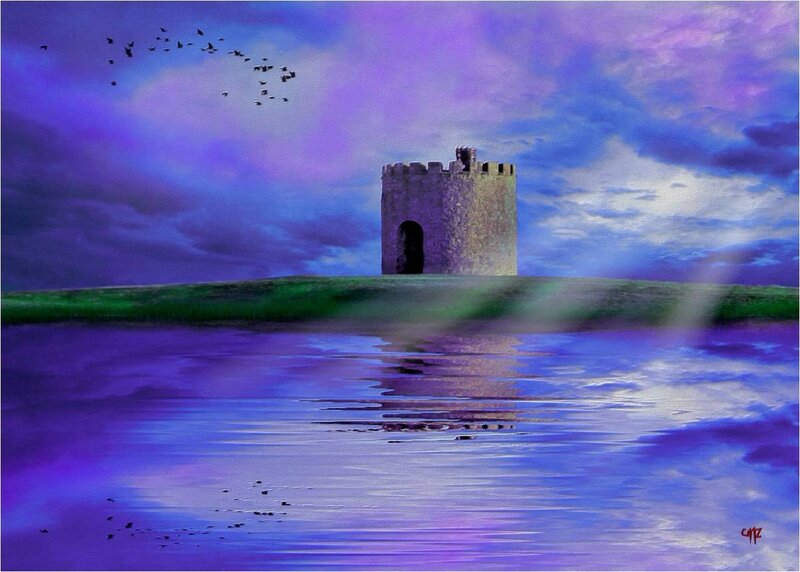 Stone Tower on Island — Purple
