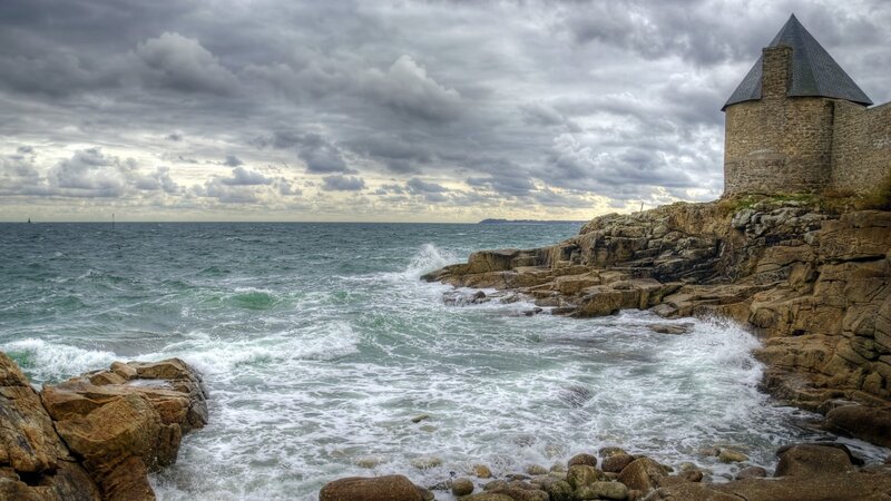 Stone Tower on Rocky Coast