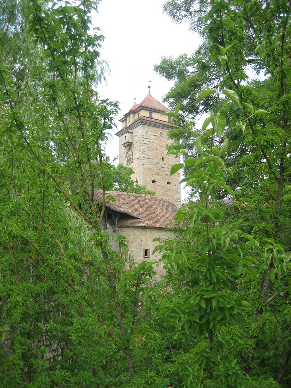 Stone Tower Through Trees — Green