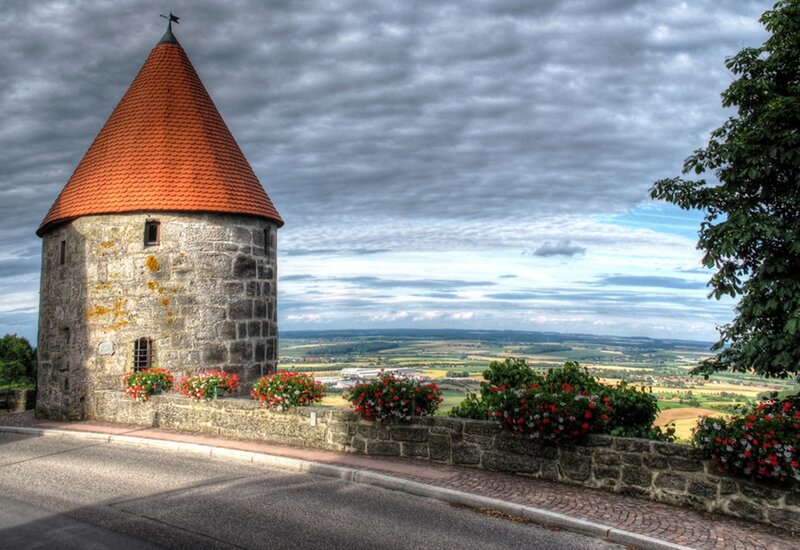 Stone Tower with Red Roof