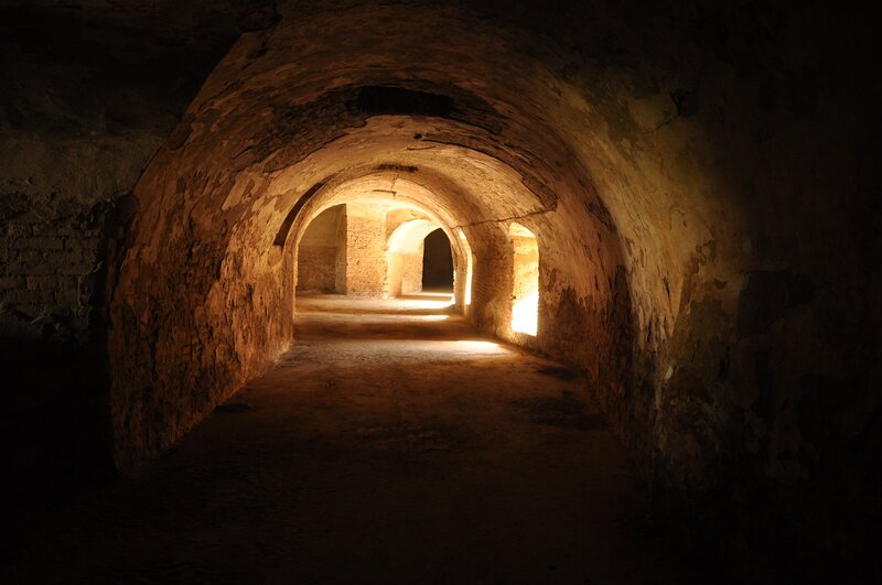 Stone Tunnel Corridor — Brown, Dramatic