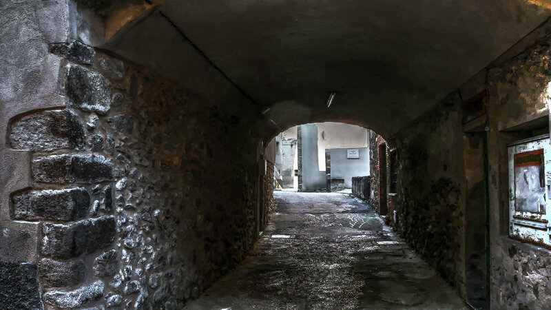 Stone Tunnel Corridor — Gray