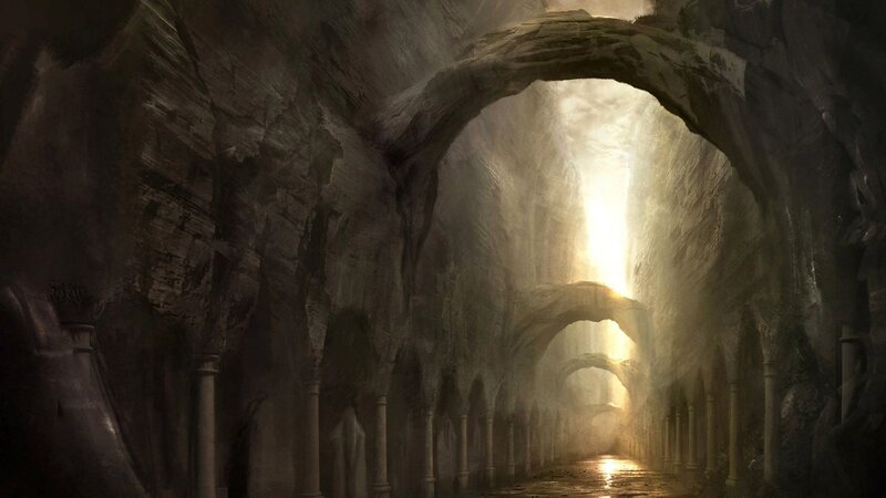 Stone Tunnel with Arches — Gray