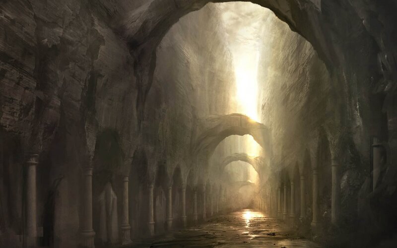 Stone Tunnel with Light — Gray