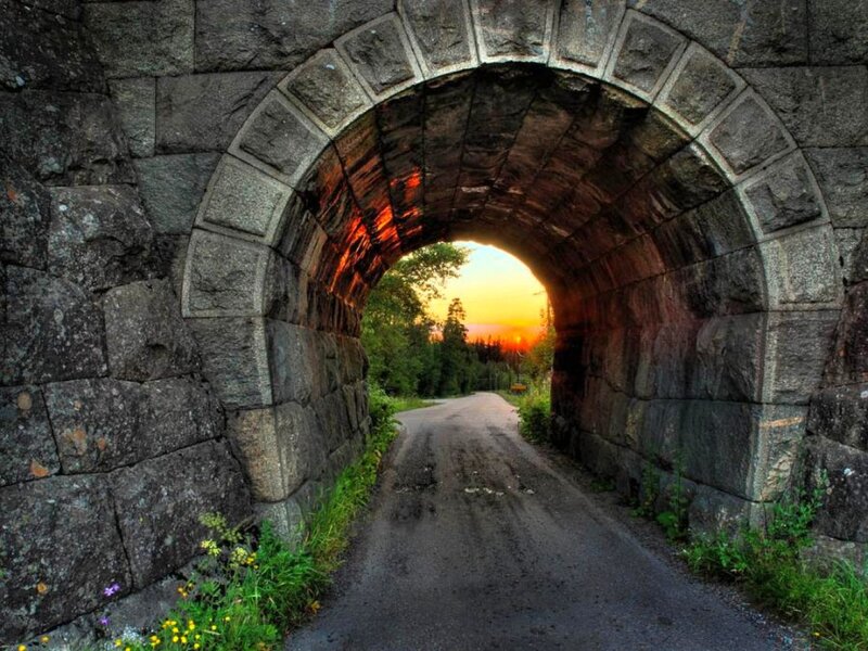 Stone Tunnel with Sunset