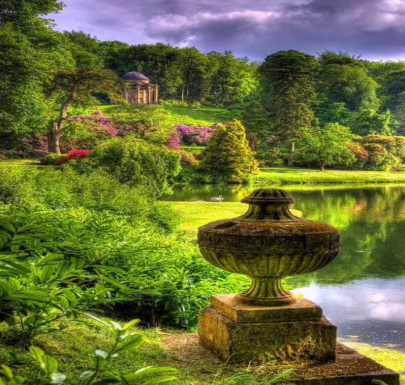 Stone Urn in Garden