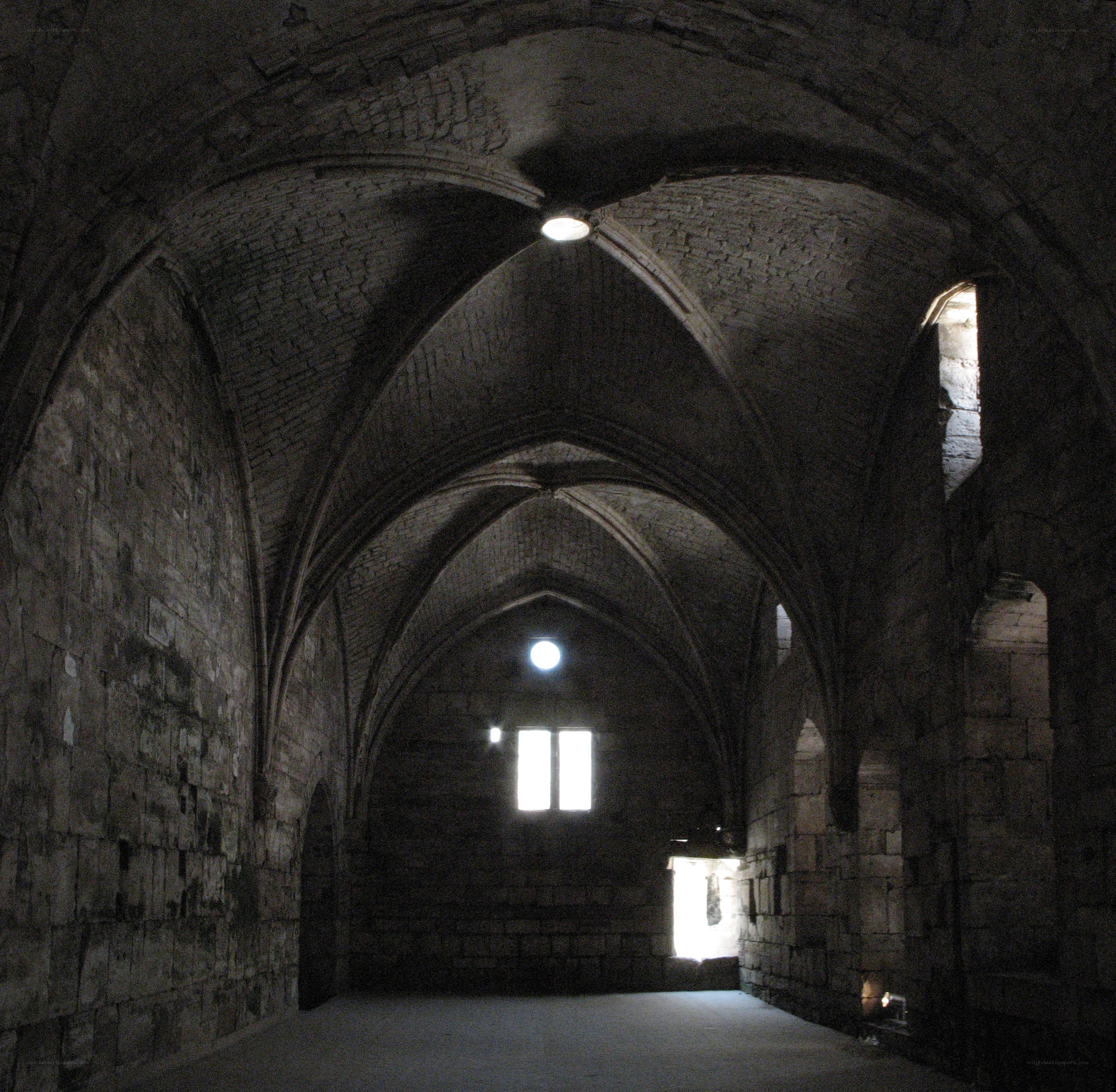 stone vaulted corridor