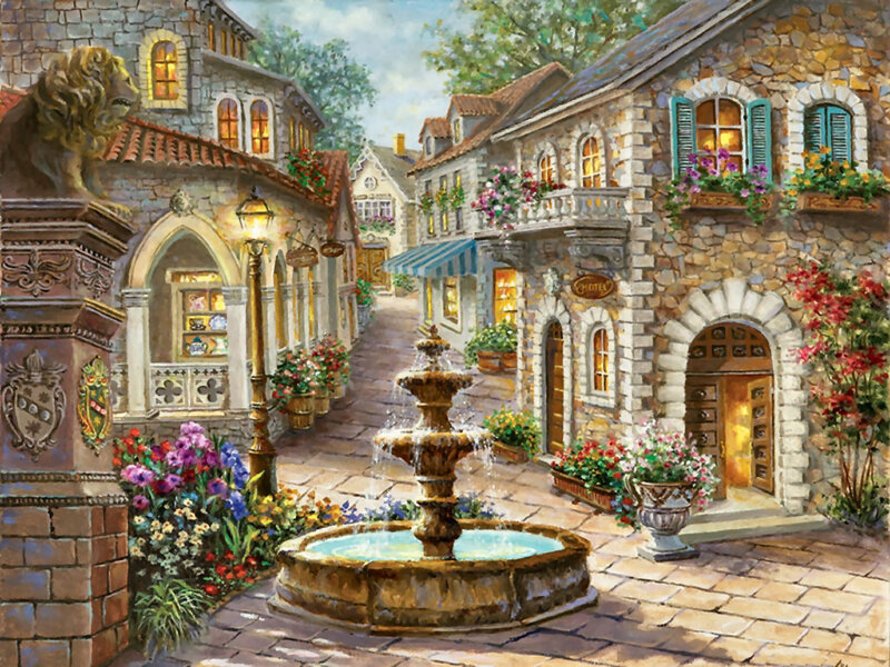 Stone Village Street — Brown