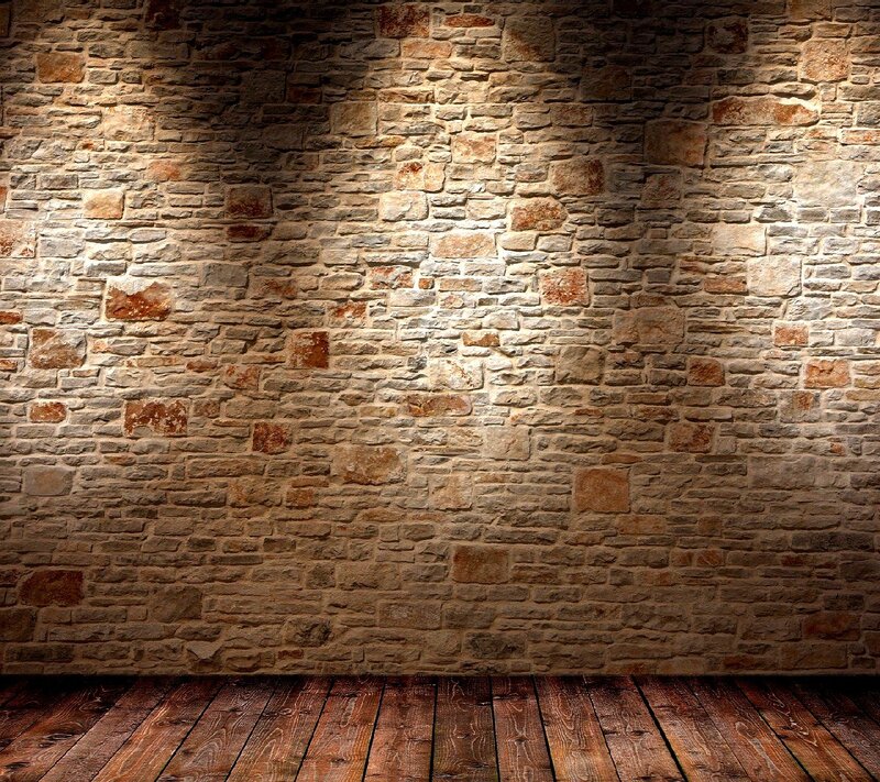 Stone Wall and Wooden Floor — Brown, Dramatic, Photograph