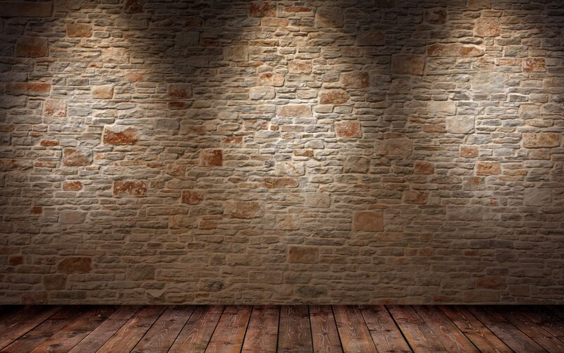 Stone Wall and Wooden Floor — Brown