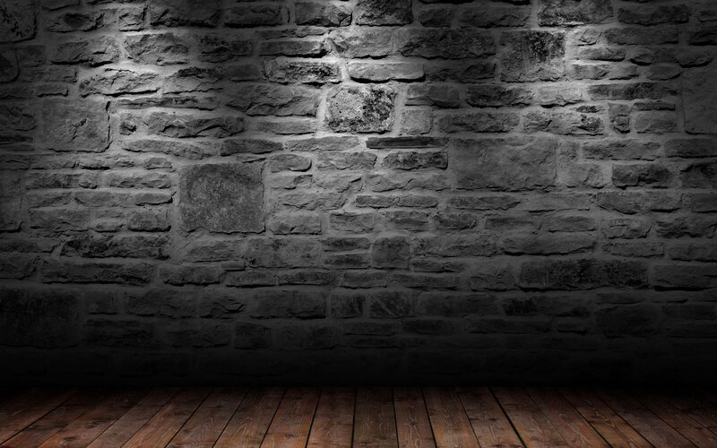 Stone Wall and Wooden Floor — Gray, Dramatic, Photograph