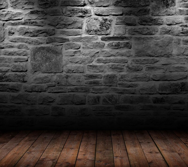 Stone Wall and Wooden Floor — Gray, Dramatic
