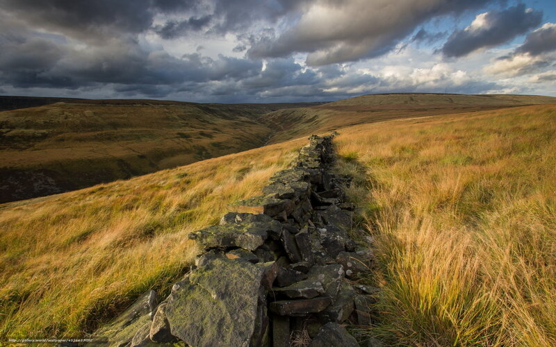 Stone wall on a hillside