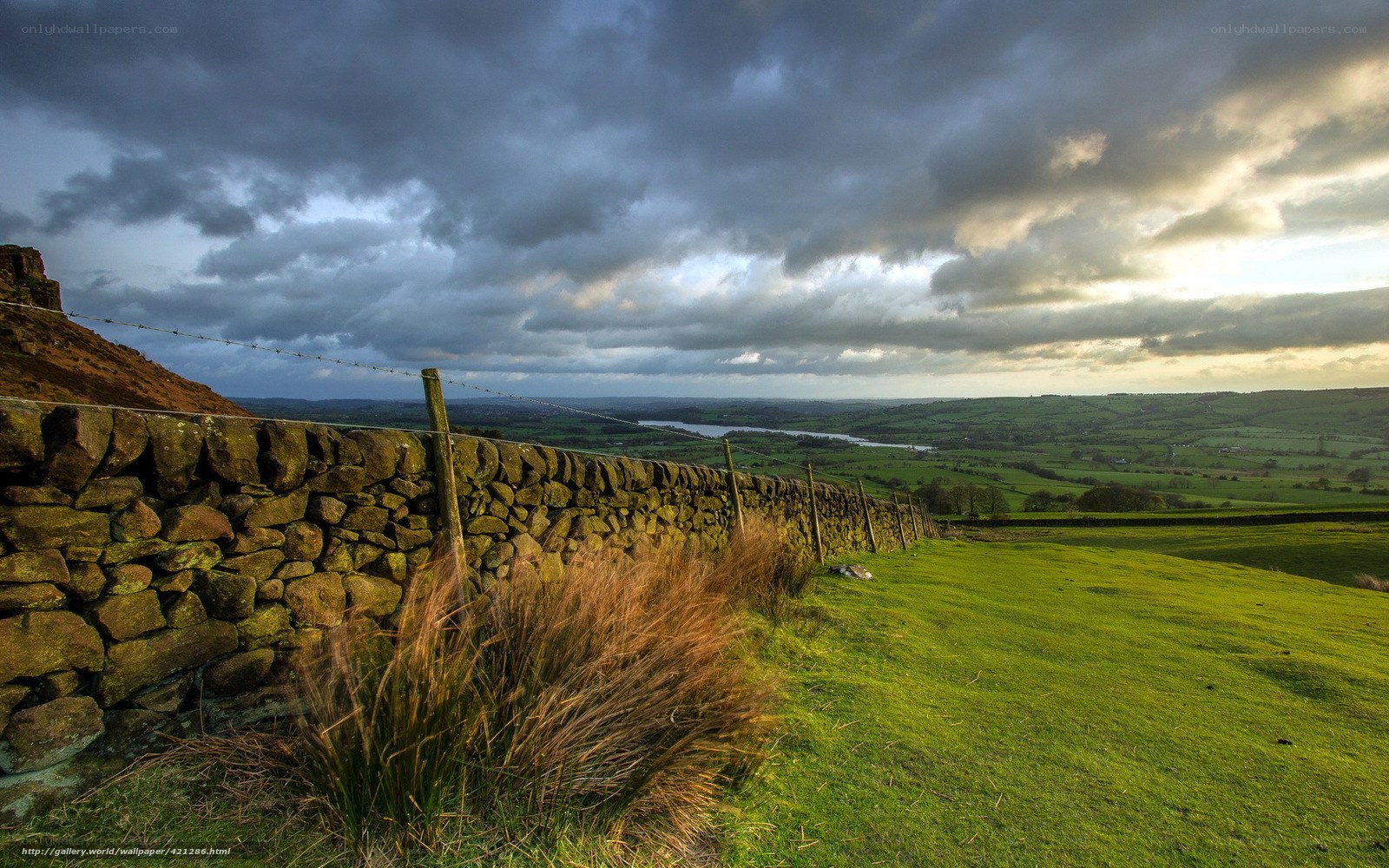 Stone wall overlooking a valley