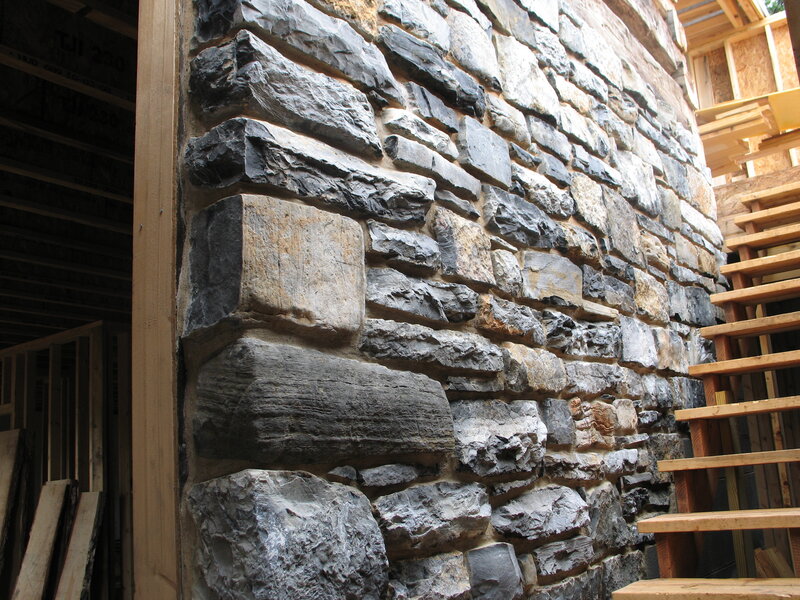 stone wall under construction