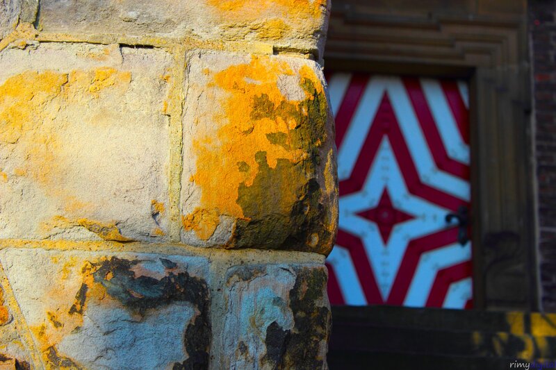 Stone wall with patterned door