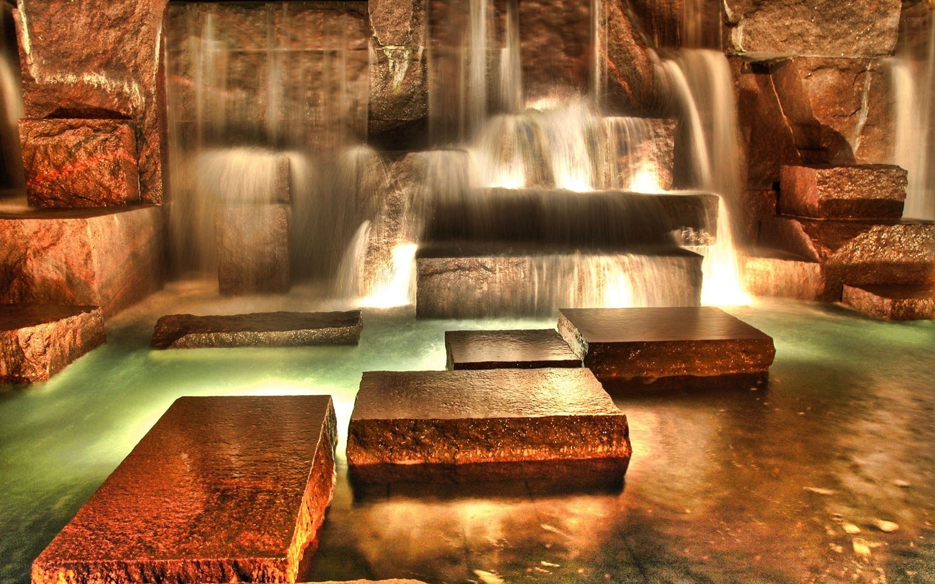stone waterfall fountain