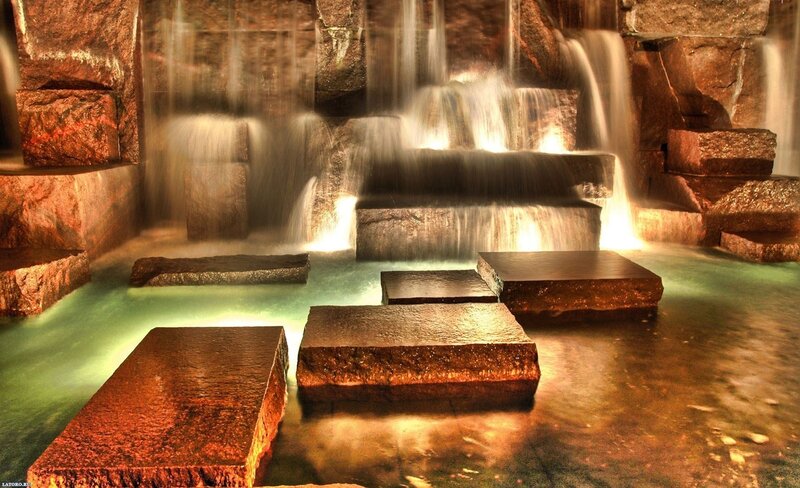 Stone Waterfall Fountain — Brown
