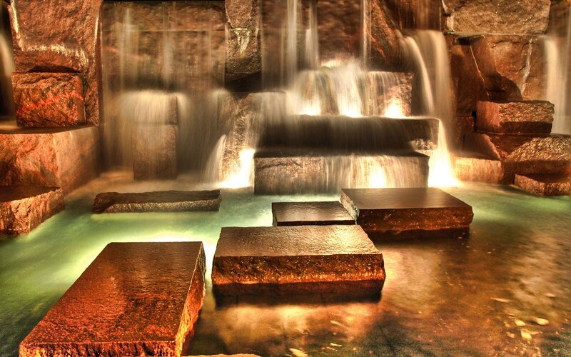 Stone Waterfall Fountain — Green