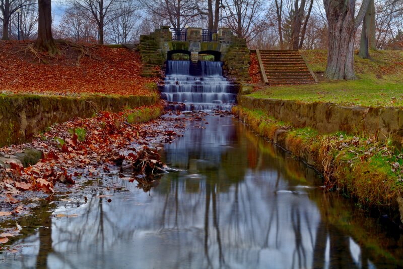 Stone Waterfall in Park — Brown