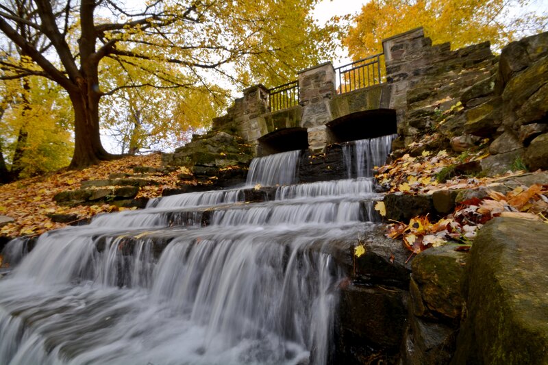 Stone Waterfall in Park — Yellow