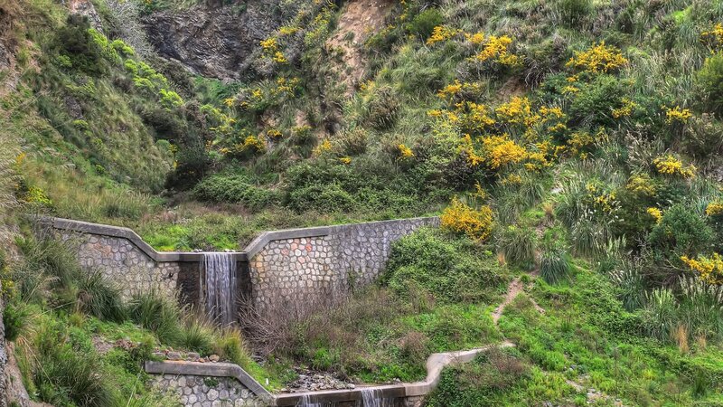 Stone Waterfall Structure — Green, Natural