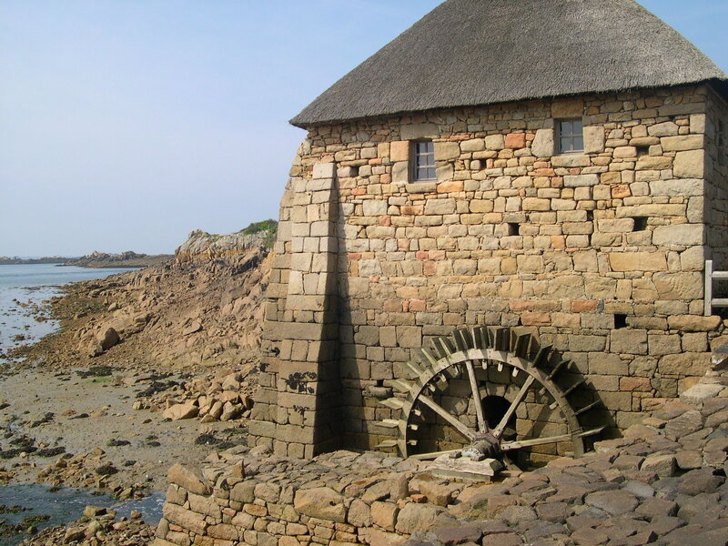 Stone Watermill by Sea