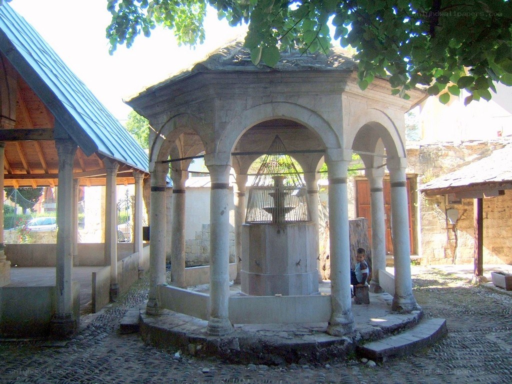 Stone well in a courtyard