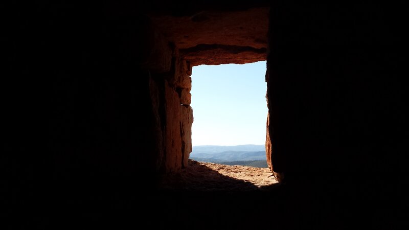 Stone Window View — Brown