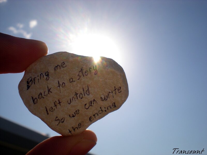 stone with handwritten message