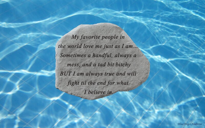 Stone with Text in Pool