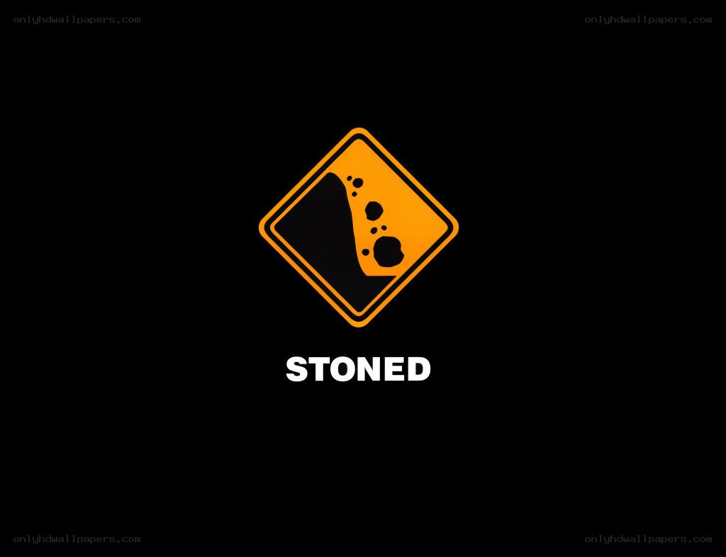 Stoned road sign warning