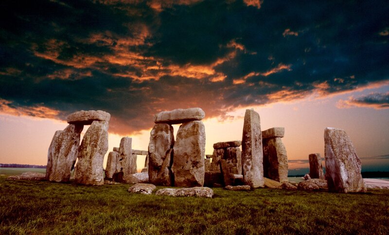 Stonehenge at Sunset — Green, Dramatic, Photograph, Grass