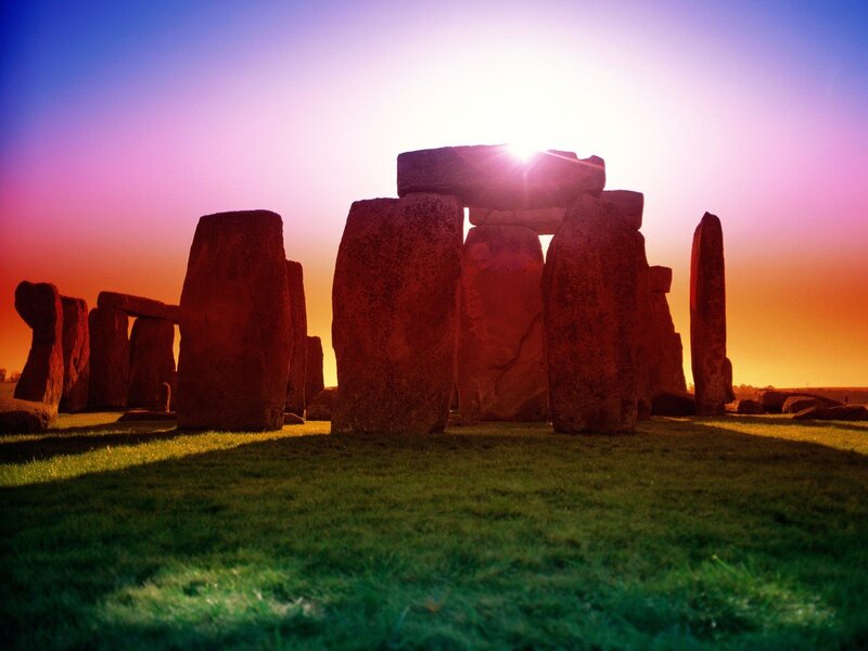 Stonehenge at Sunset — Green, Dramatic